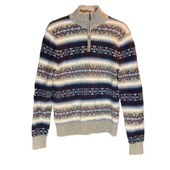 BOYS SWEATER TOMMY HILFILGER YOUTH M QUARTER ZIP WOOL COTTON BLEND - Picture 1 of 10